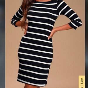 Lulus B&W Striped Dress
